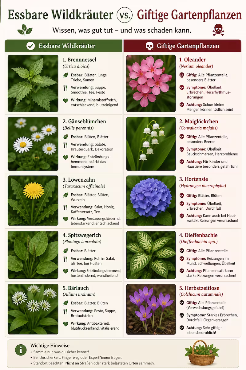 Wildkraeuter vs. giftige Gartenpflanzen